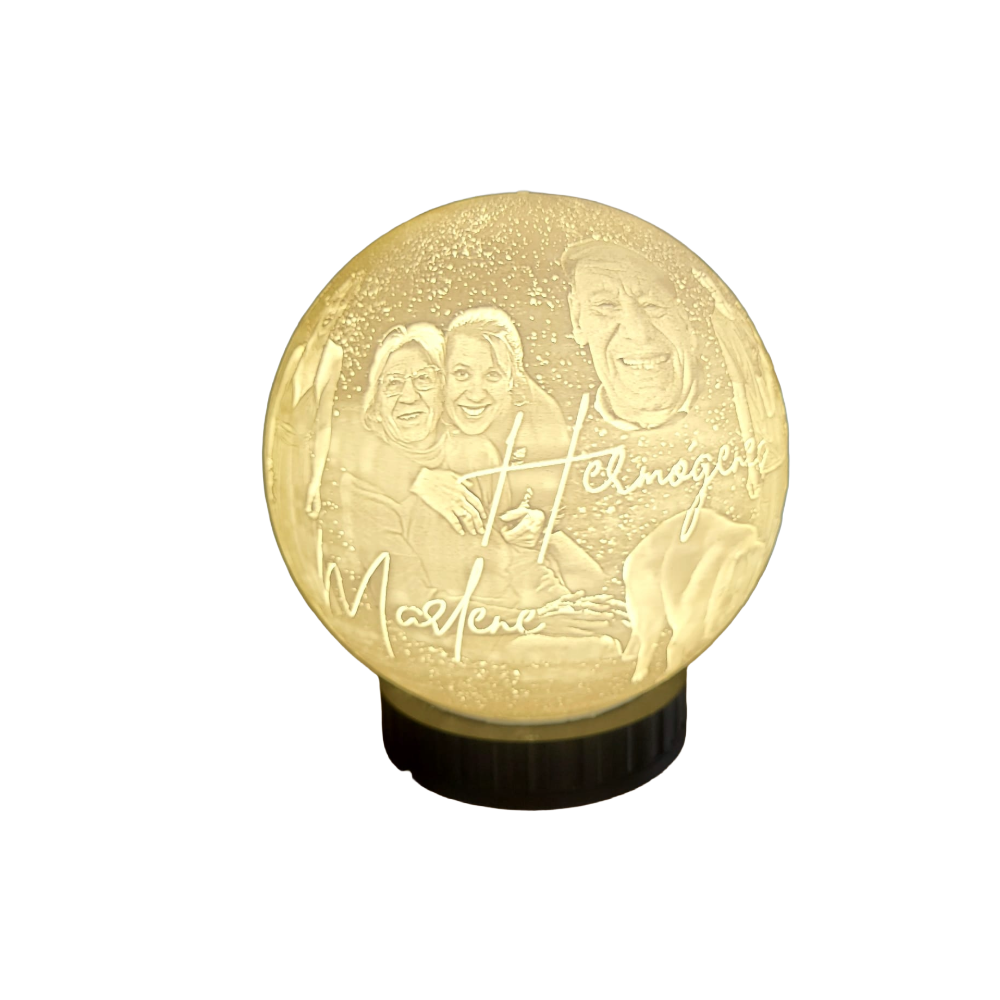 Esfera lámpara litofanía encendida